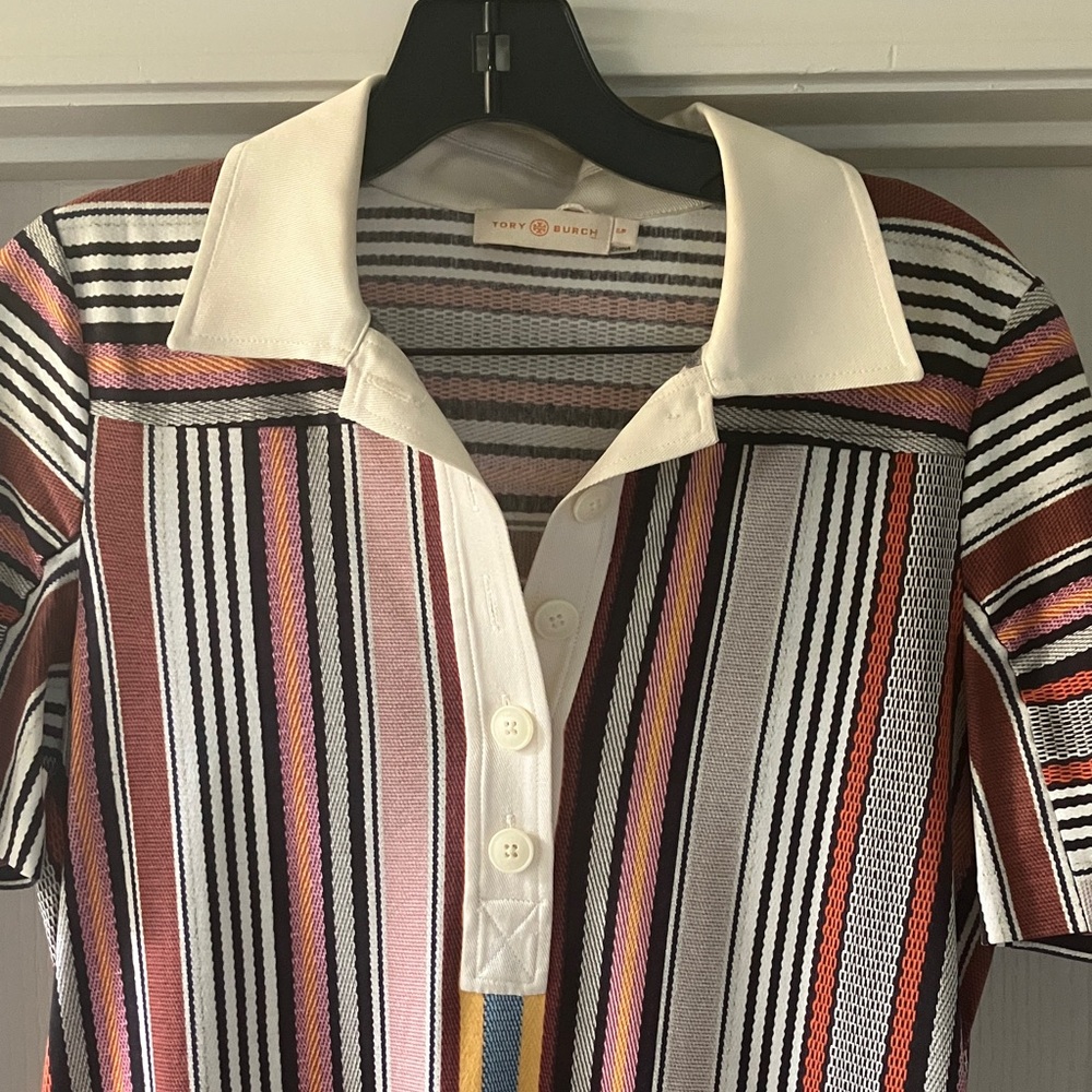 Tory Burch Striped Polo Midi Dress - Picture 2 of 6